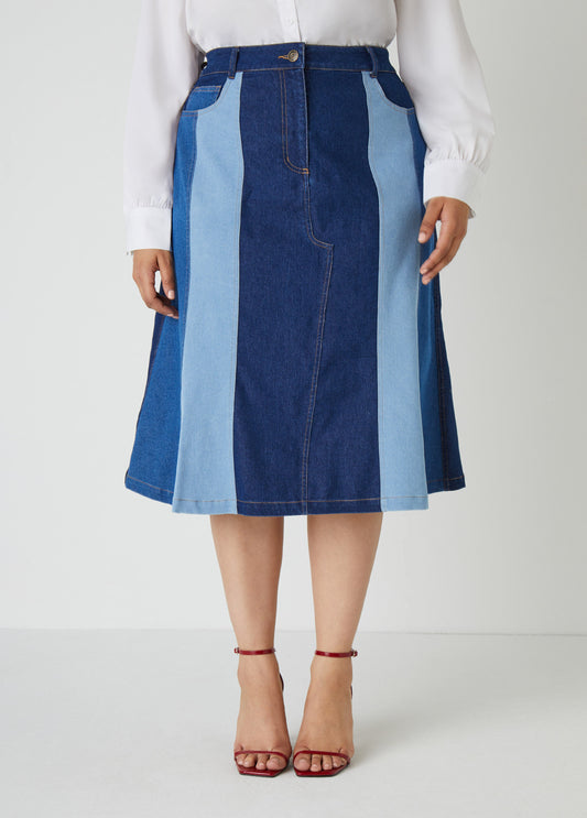 Plus Size midi stretch denim skirts sexy plus size jean skirt