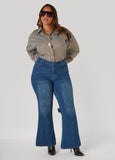 Bow Embellished Flared Jeans