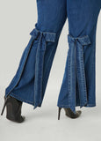 Bow Embellished Flared Jeans