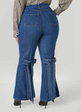 Bow Embellished Flared Jeans