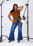 Bow Embellished Flared Jeans