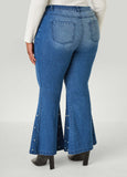 Faux Pearl Flared Jeans