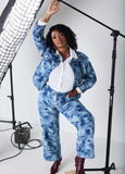 Pixel Print Straight Leg Jeans