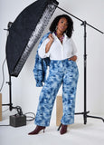 Pixel Print Straight Leg Jeans