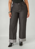 Cuffed Two Tone Straight Leg Jeans