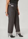 Cuffed Two Tone Straight Leg Jeans
