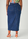 Frayed Denim Maxi Skirt