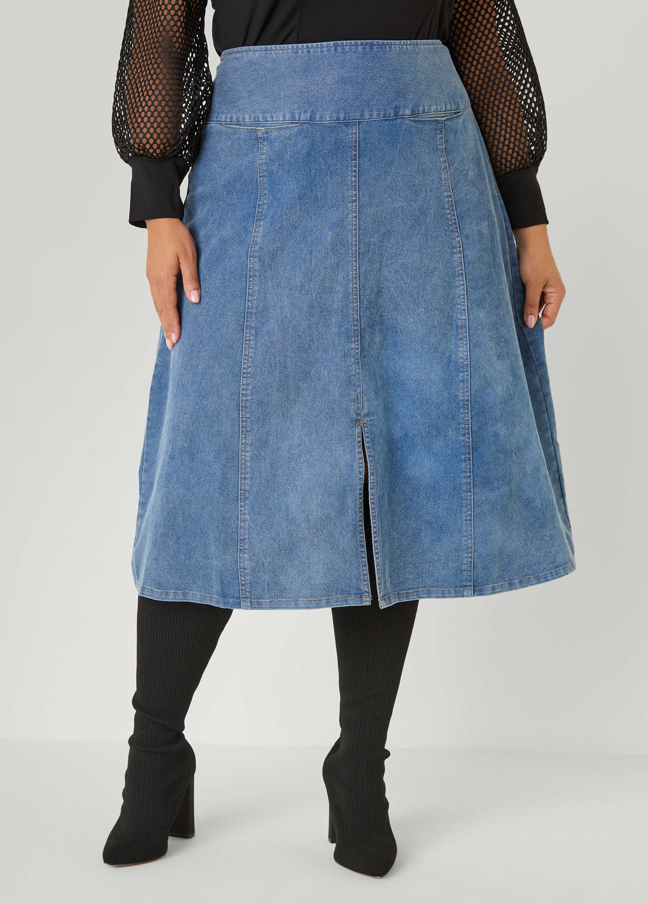 Split Front A Line Midi Skirt