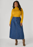 Denim A Line Midaxi Skirt