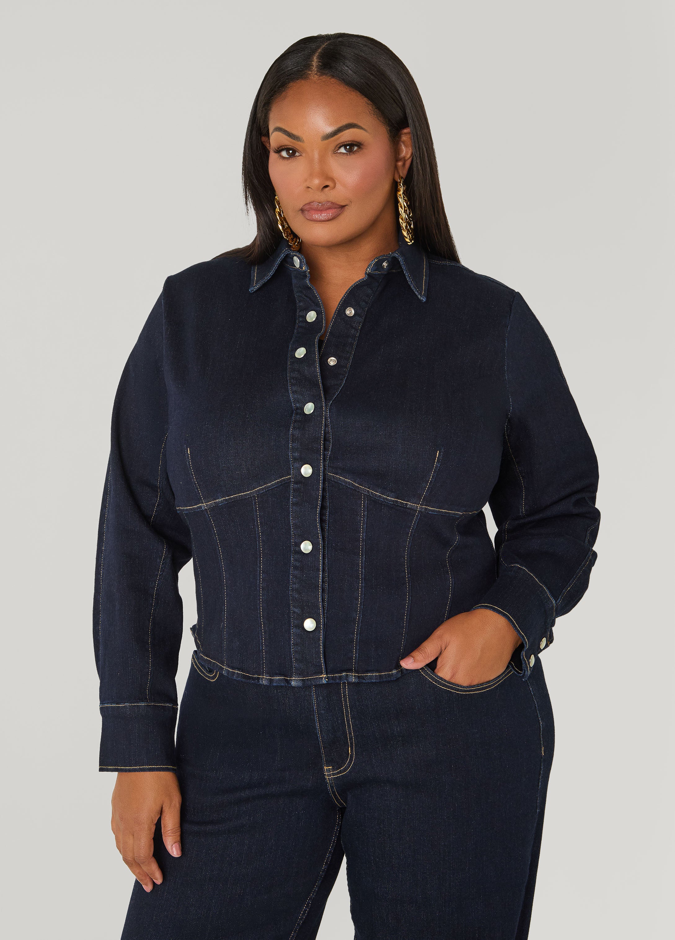 Corset Detailed Denim Jacket
