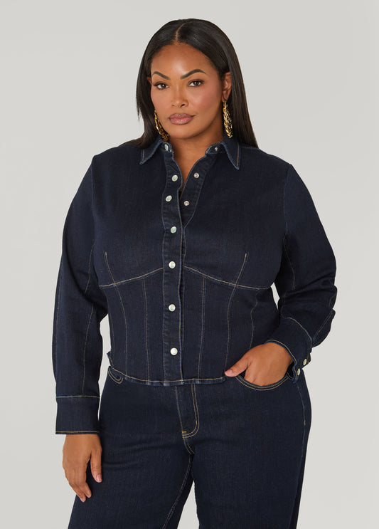 Corset Detailed Denim Jacket