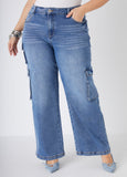Plus Size Cargo Jeans Trendy Mid Rise Denim Cargo Jeans