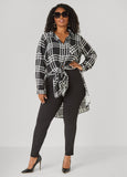 Plaid Tie Front Tunic