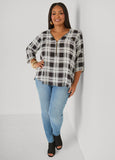 Zip Front Plaid Top