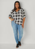 Zip Front Plaid Top