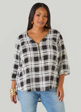 Zip Front Plaid Top