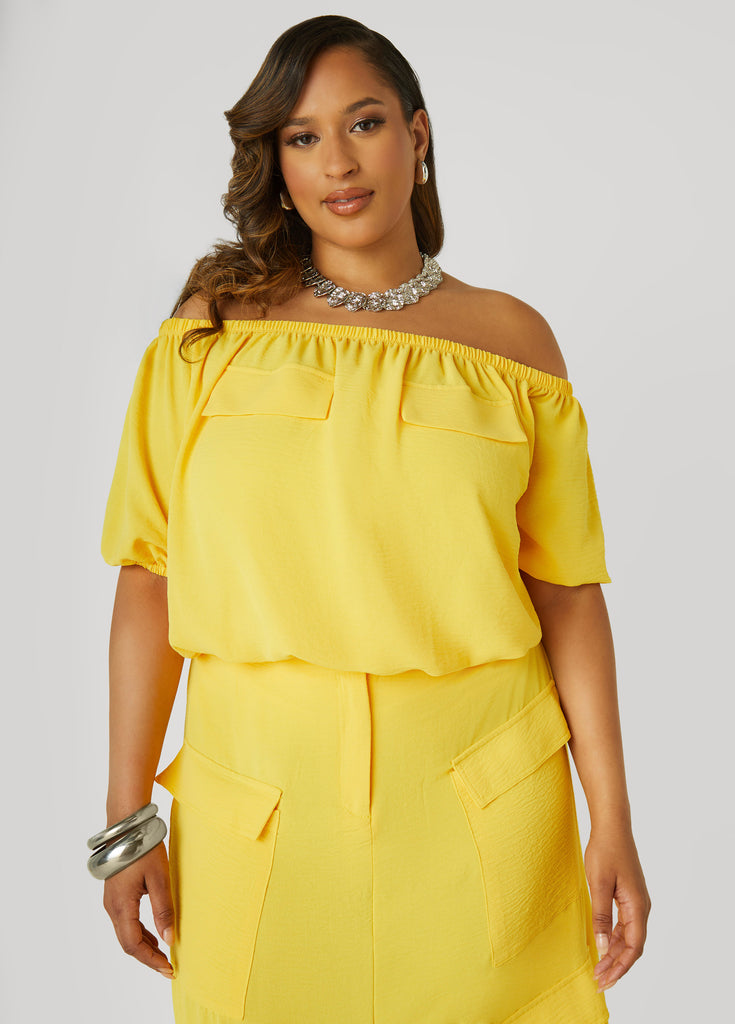 Textured Off The Shoulder Blouse – Ashley Stewart