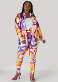 Abstract Print Satin Shirt