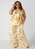 Tie Neck Baroque Print Top