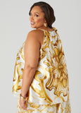 Tie Neck Baroque Print Top