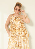 Tie Neck Baroque Print Top
