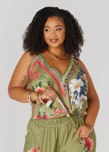 Tie Front Floral Halter Top