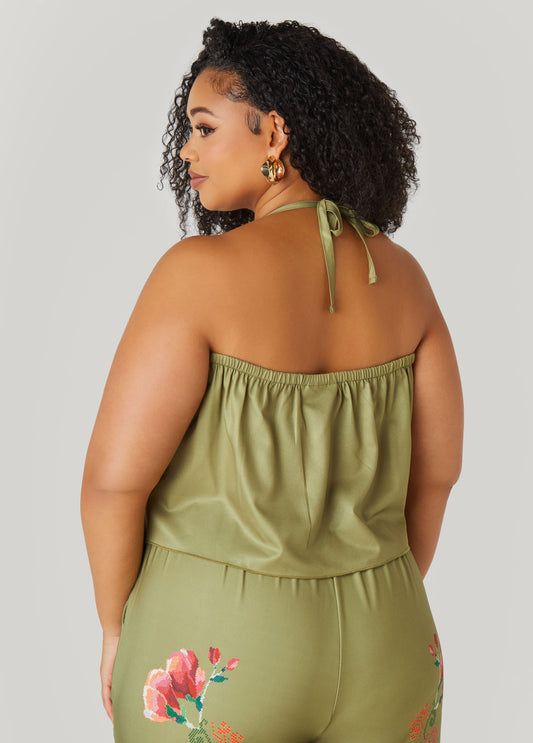Tie Front Floral Halter Top