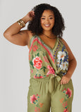 Plus Size Tie Front Floral Halter Top