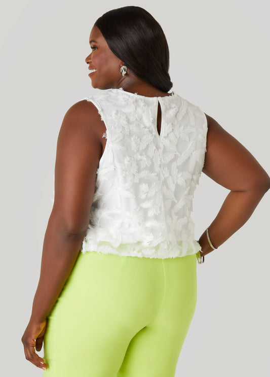 Embroidered Mesh Bubble Top