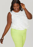Plus Size Embroidered Mesh Bubble Top