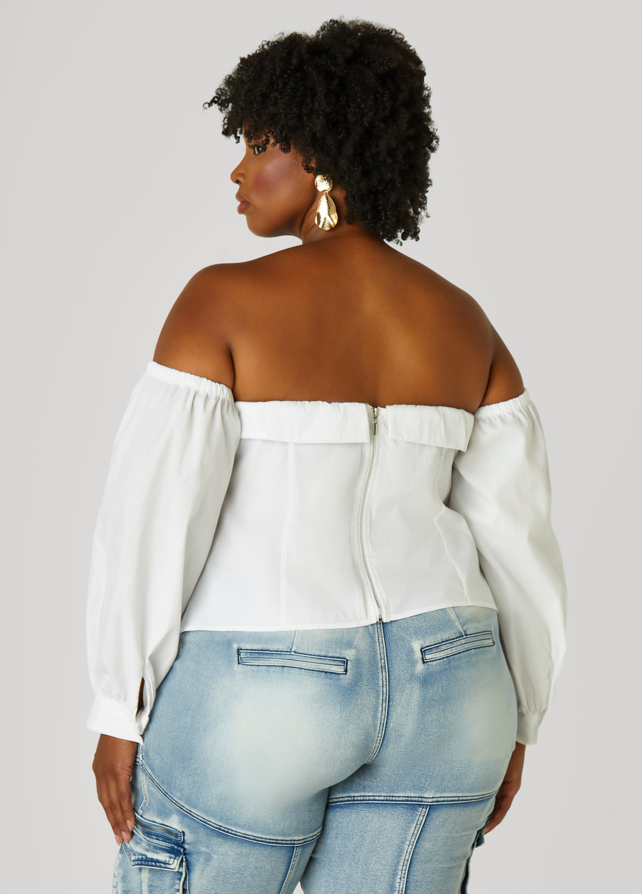 Off The Shoulder Tie Detailed Shirt