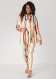 Brushstroke Striped Satin Shirt