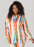 Brushstroke Striped Satin Shirt