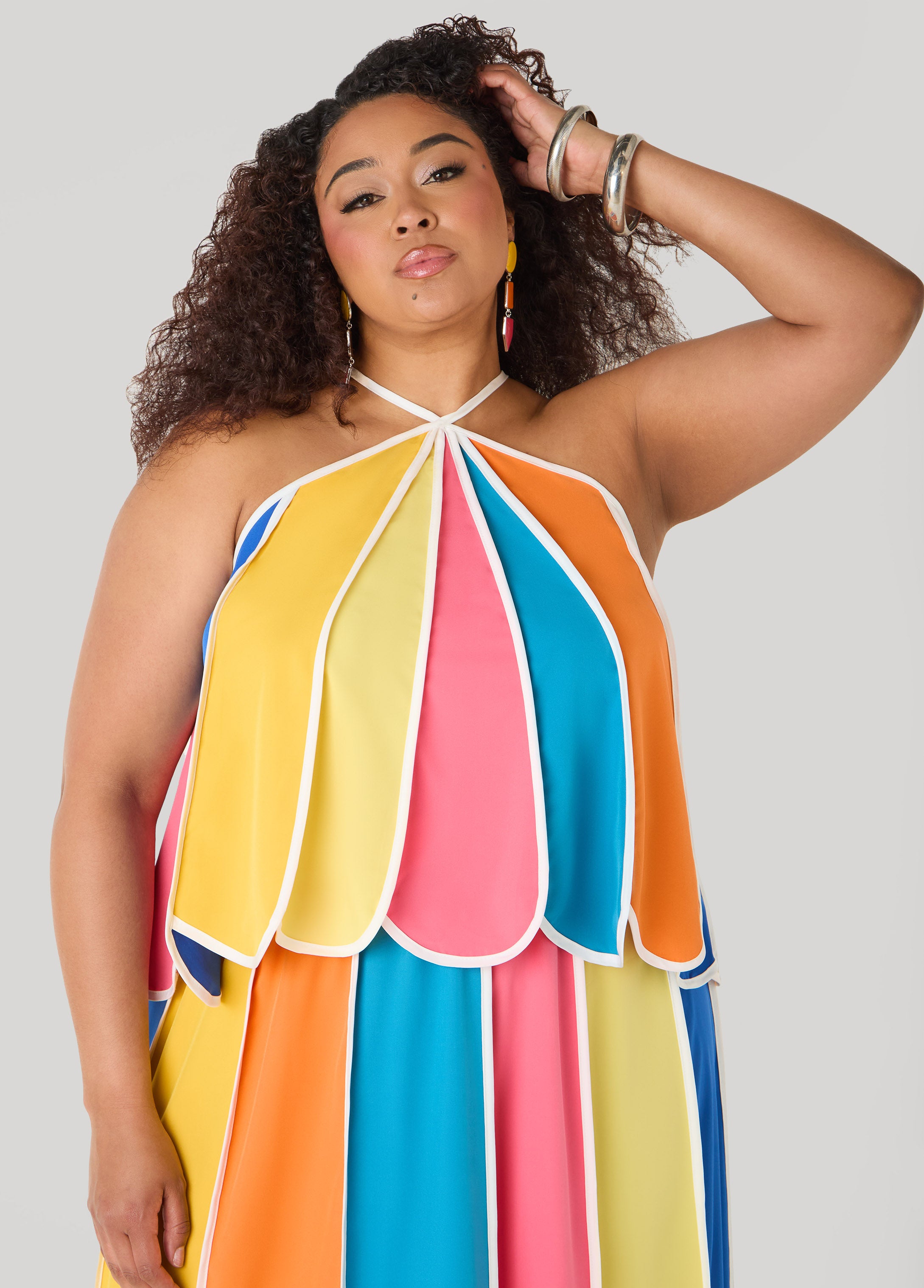 Striped Paneled Swing Top