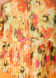 Pleated Floral Print Blouse