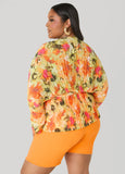 Pleated Floral Print Blouse