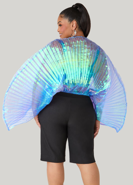 Iridescent Pleated Organza Top