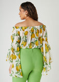 Off The Shoulder Lemon Print Top