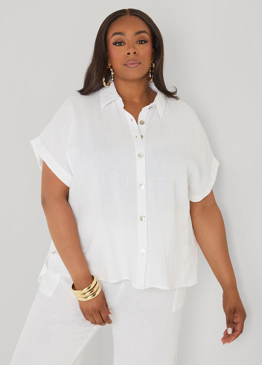 Textured Cotton Gauze Shirt