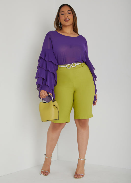 Plus Size Ruffle Sleeved Blouse