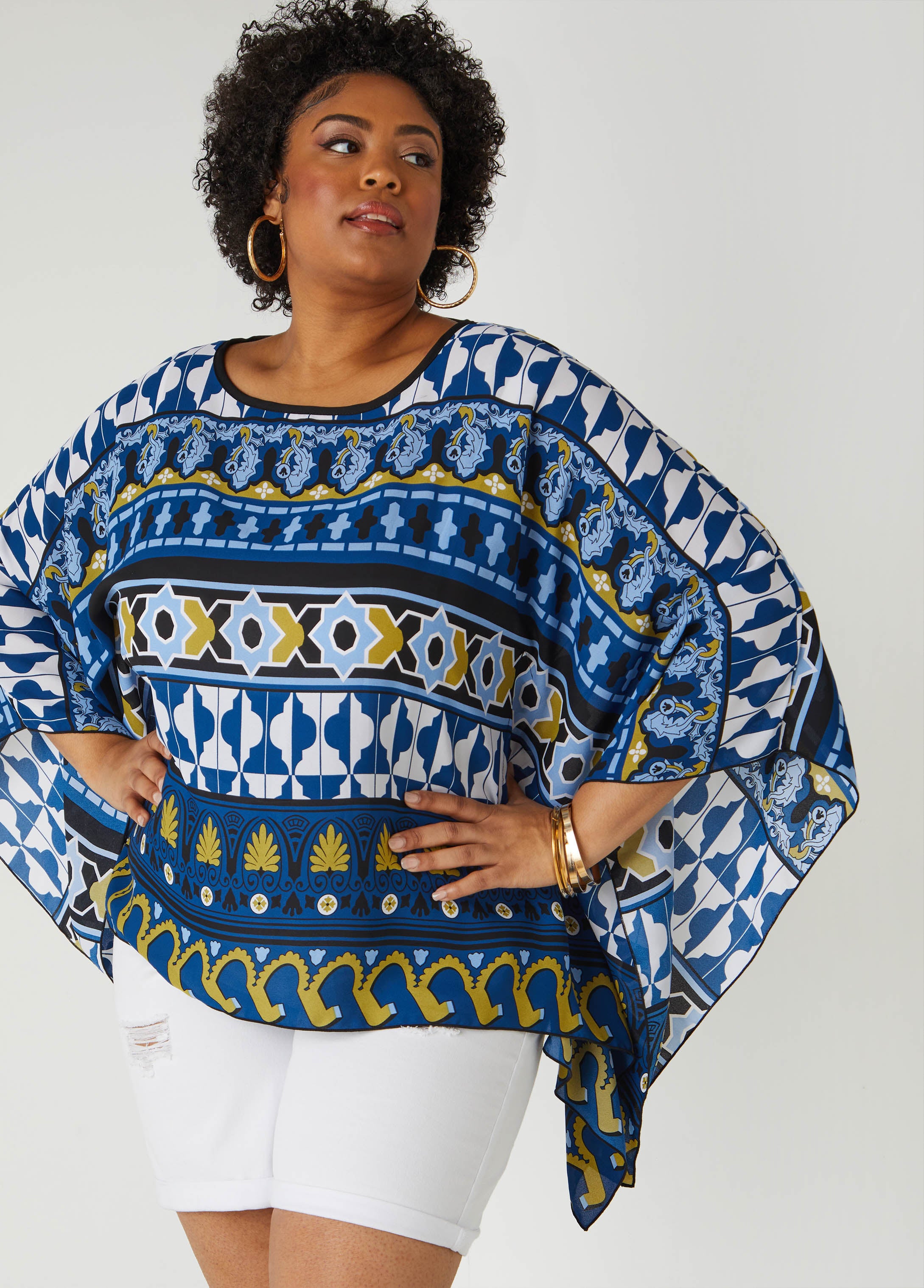 Plus Size print tunic plus size summer poncho plus size vacation top