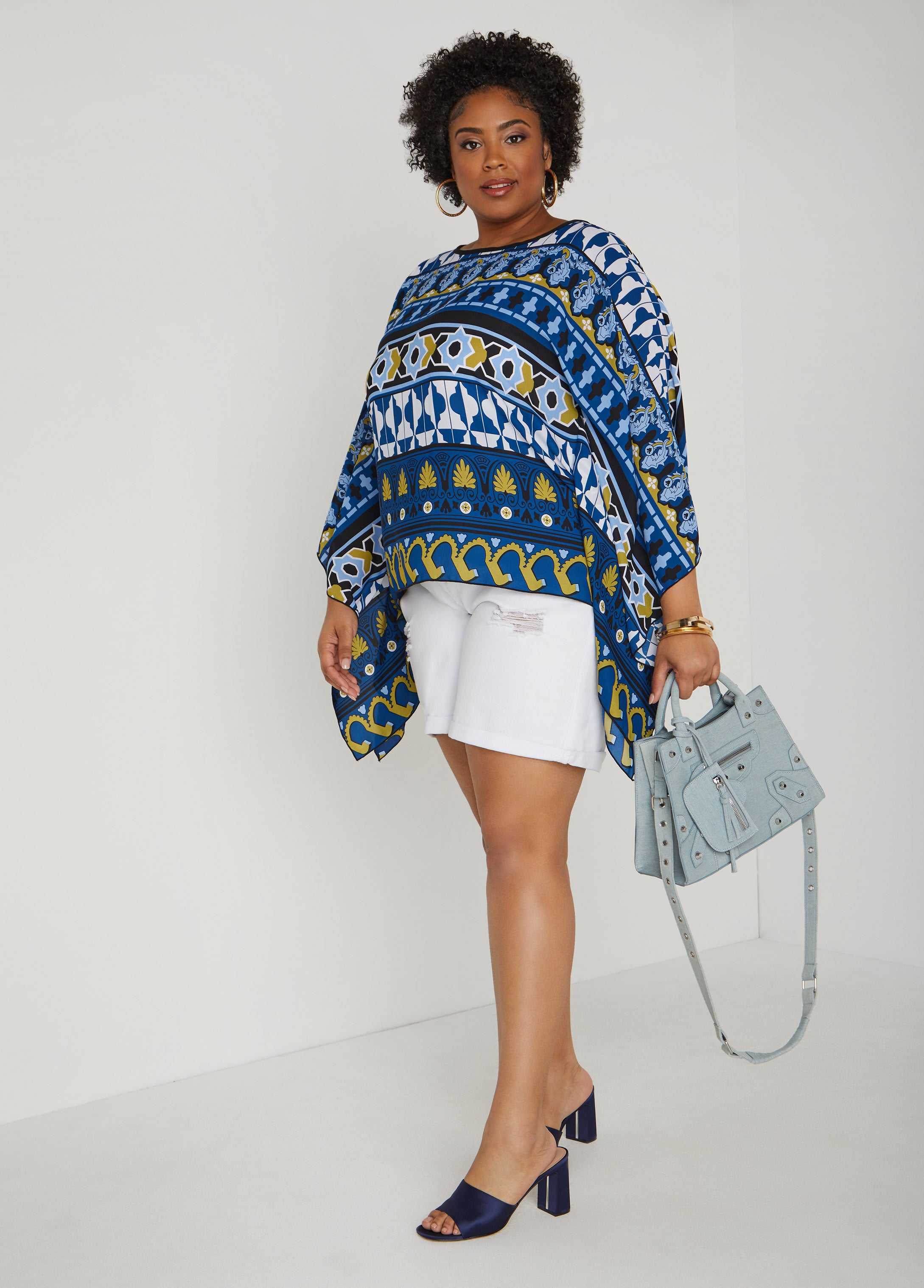 Plus Size print tunic plus size summer poncho plus size vacation top