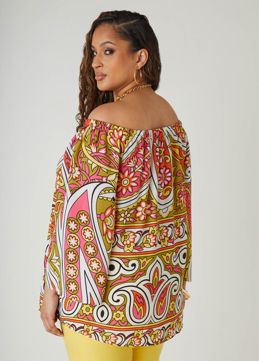 Off The Shoulder Paisley Blouse