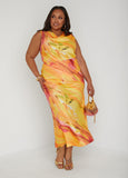Plus Size Cowl Neck Satin Top Plus Size Tank Plus Size Matching Set