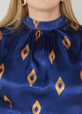 Diamond Print Satin Blouse