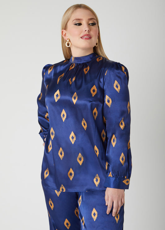 Diamond Print Satin Blouse
