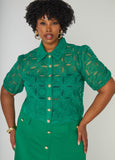 Plus Size Cropped Shirt Plus Size Mesh Top Matching Two Piece Set