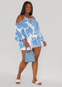 Cold Shoulder Floral Print Blouse