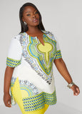 Plus Size Printed Cotton Blend Top