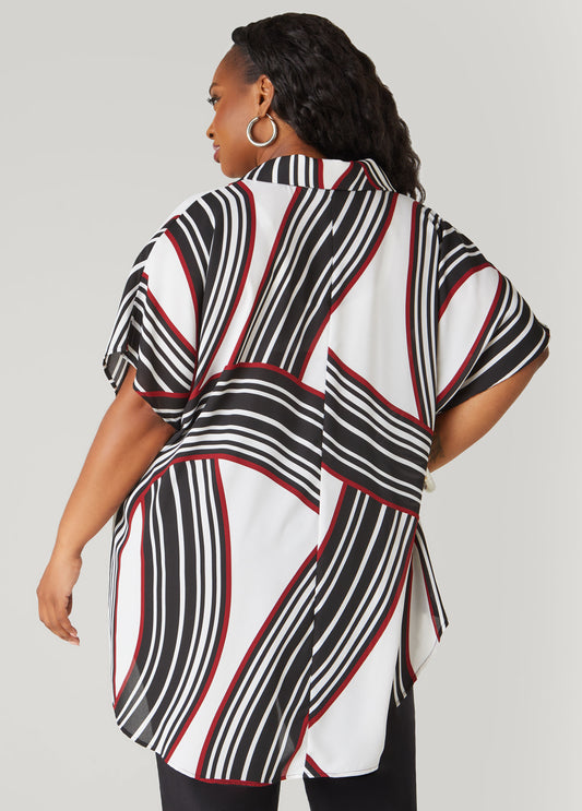Printed Crepe Hi Low Blouse